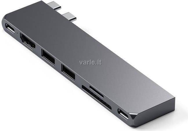 Satechi ST-HUCPHSM, Andocken, USB 3.2 Gen 2 (3.1 Gen 2) Type-C, 100 W, 1.4/2.3, Grau, Space Gray