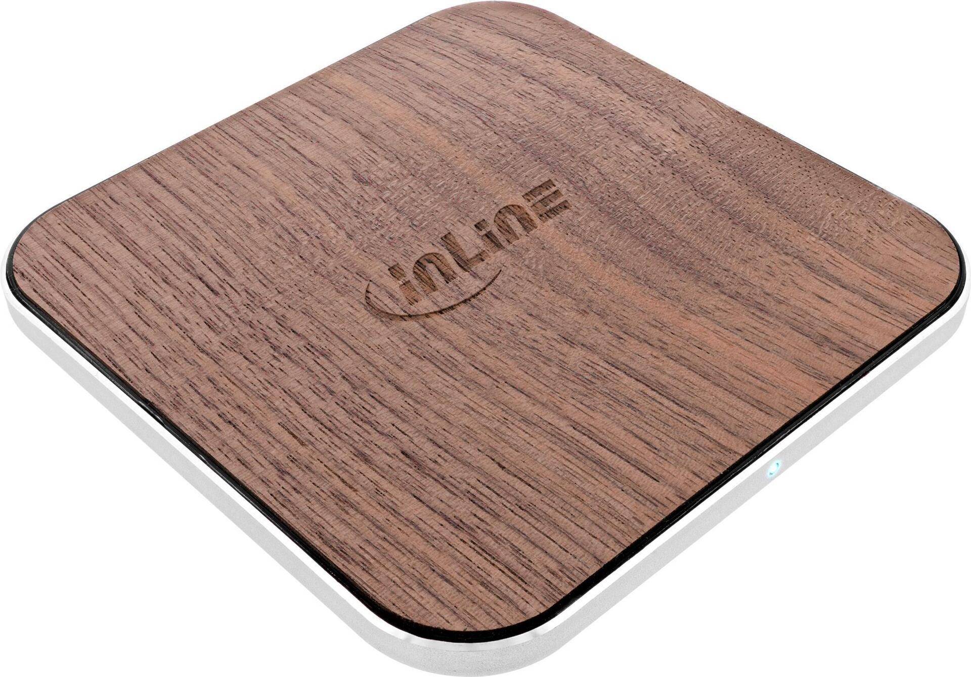 InLine® Qi woodcharge, wireless fast charger, 5/7,5/10W/15W, USB-C