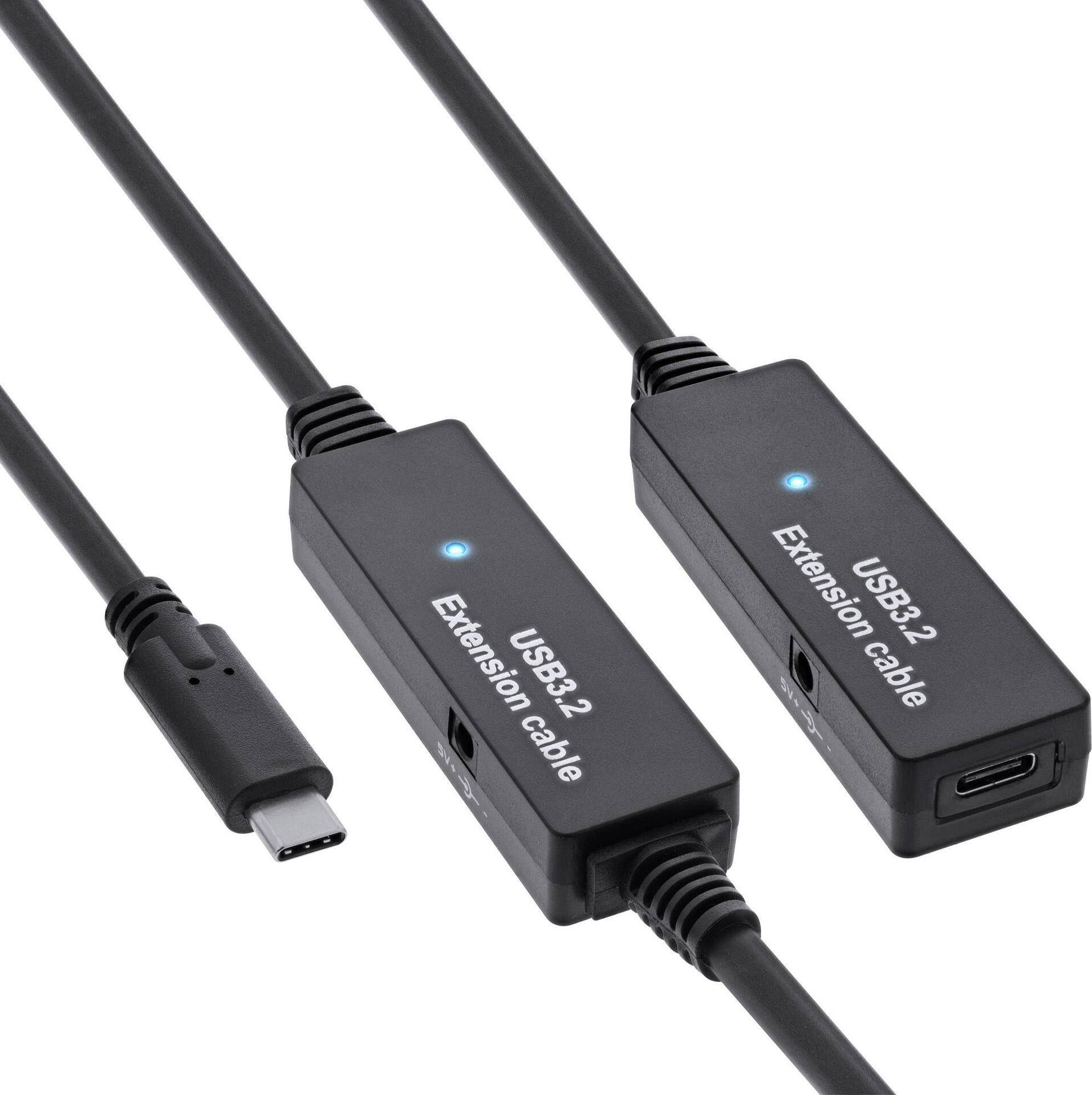 InLine USB 3.2 Gen.1 Aktiv-Verlängerung - USB-C Stecker an USB-C Buchse - 10m