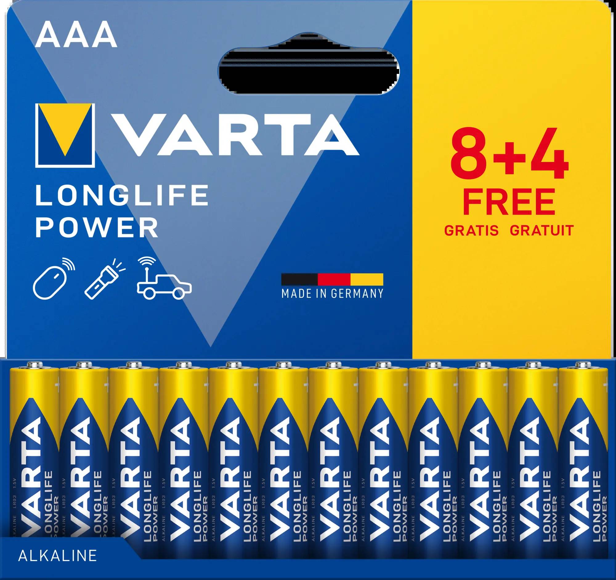 VARTA - Batterie LONGLIFE Power AAA NEU 12St. 8+4 - Batterie - Micro (AAA)