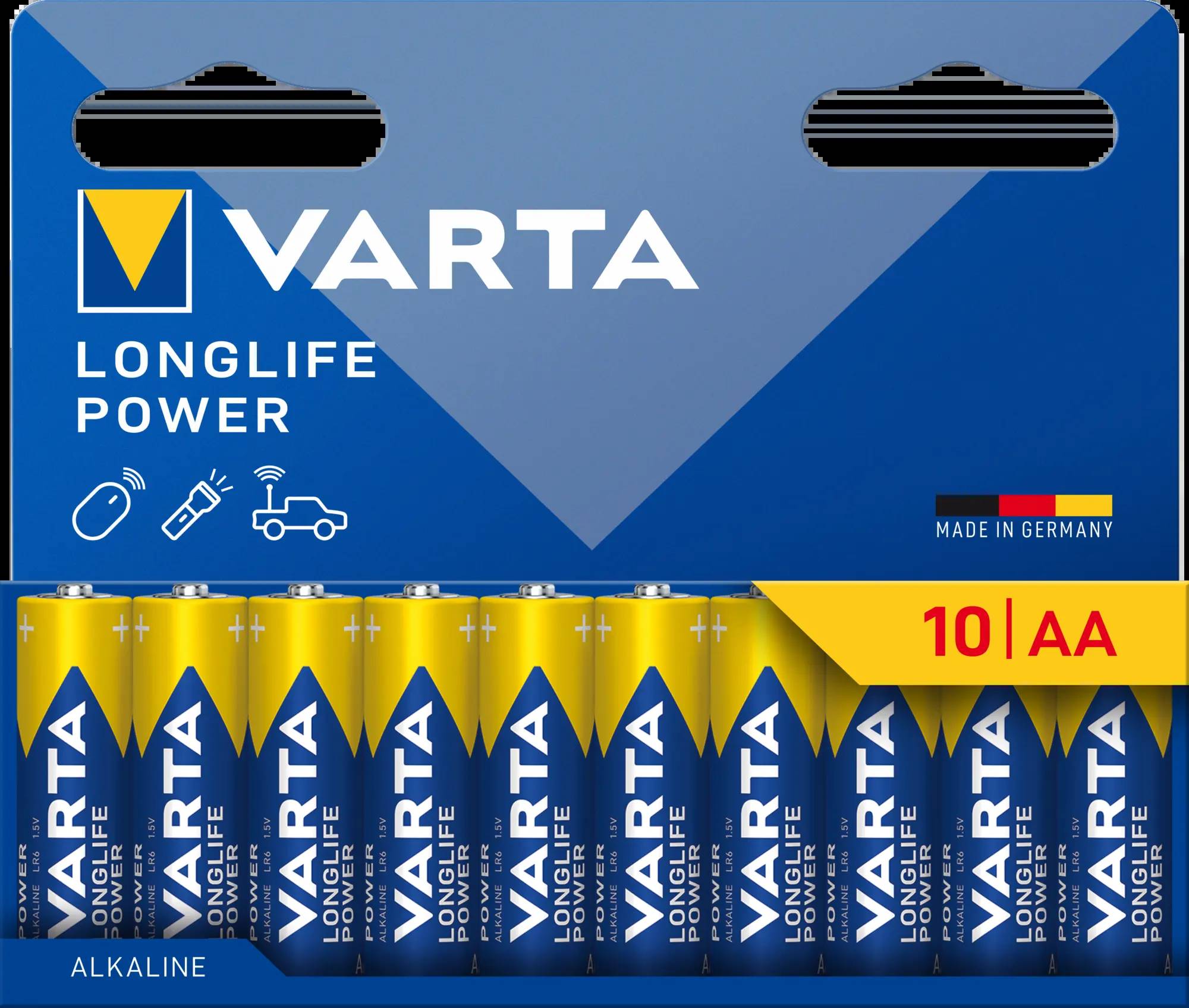 Varta AA Batterien 10 Stück, Longlife Power, 1,5V - Made in
