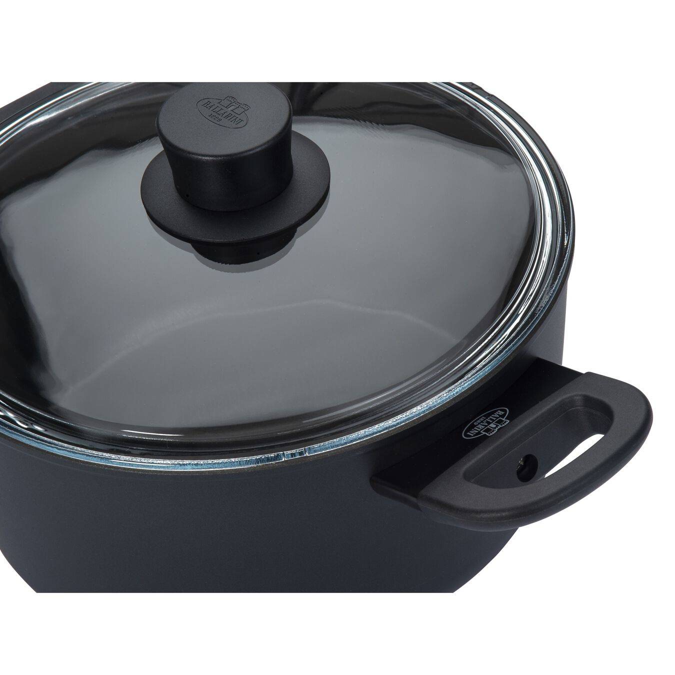 BALLARINI 75002-920-0, Rund, Schwarz, Aluminium, Schwarz, Gas, Induktion, Glas