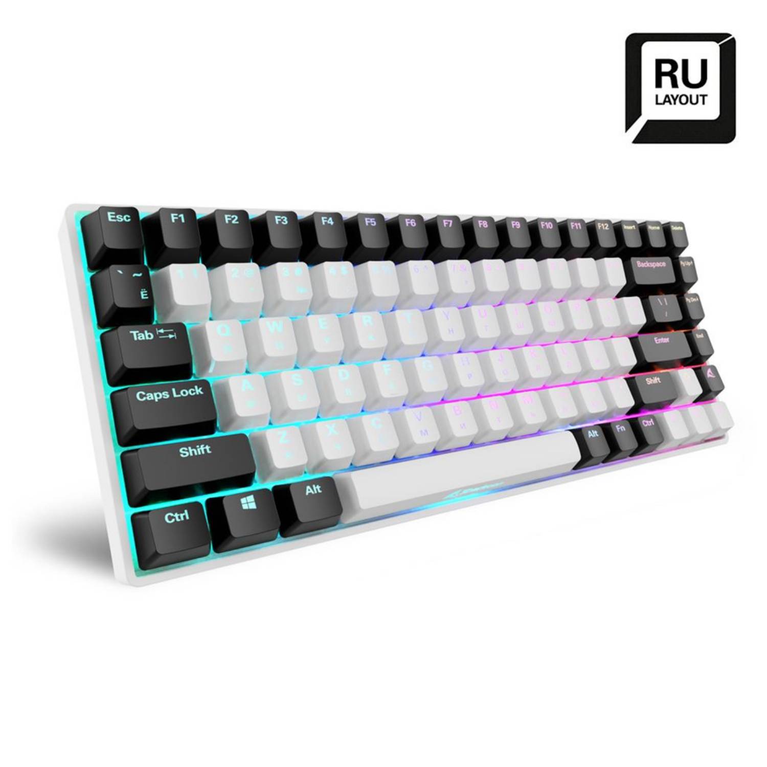 Sharkoon SKILLER SGK50 S3, Kabelgebunden, USB, Mechanischer Switch, QWERTY, RGB-LED, Weiß