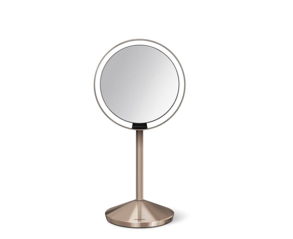 simplehuman Faltspiegel mit Sensor, 12 cm, wiederaufladbar, Edelstahl roségold (ST3010)