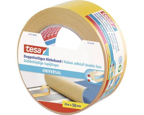 tesa doppelseitiges Klebeband Universal gelb 25m x 50mm