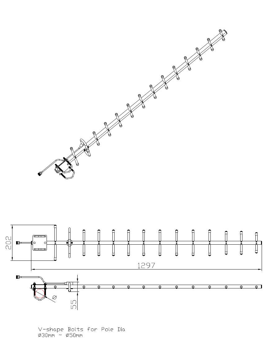 ALLNET - Antenne 868MHz 14dbi N-Female Yagi ANT-868-14dbi-Yagi LoRA HELIUM - Yagi