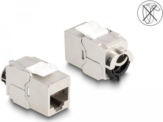 Delock Keystone Modul RJ45 Buchse zu LSA Cat.6A STP mit Verschlussclip und kabel