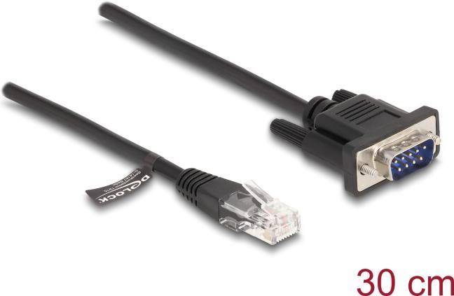 Delock Kabel RJ45 Stecker zu Seriell RS-232 D-Sub 9 Stecker 30 cm schwarz