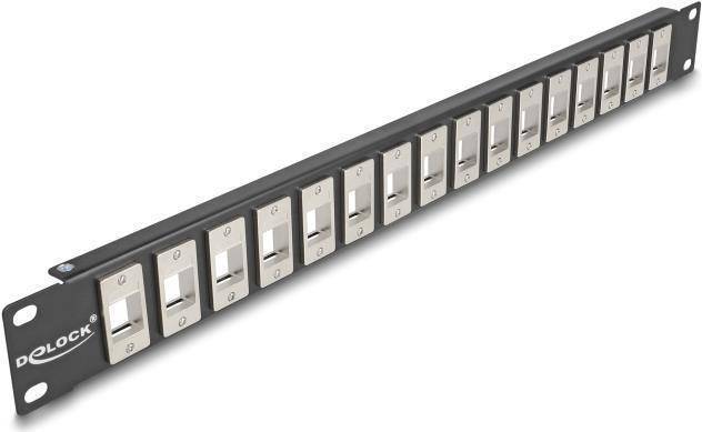 Delock 19? Keystone Patchpanel 16 Port 1 HE schwarz 66758 - Schwarz