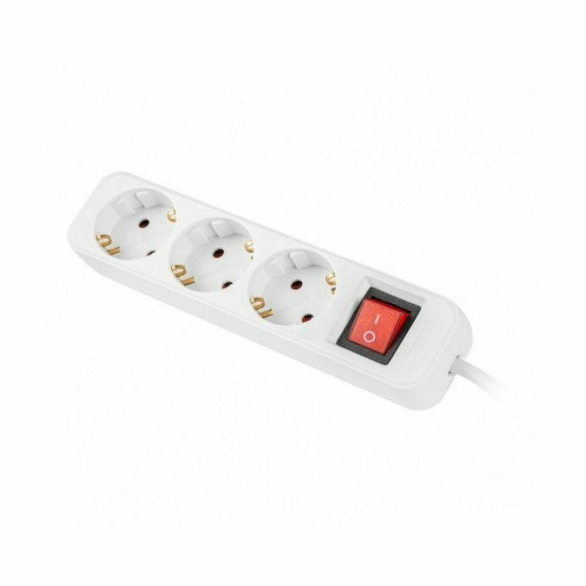 extension cord white 3x 230V Schuko with switch cable made of full - Steckdosenl