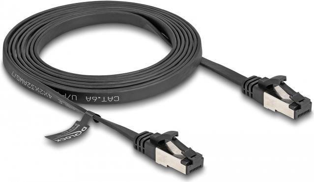 Delock RJ45 Flachband Patchkabel Stecker zu Stecker Cat.8.1 flexibel 2 m schwarz