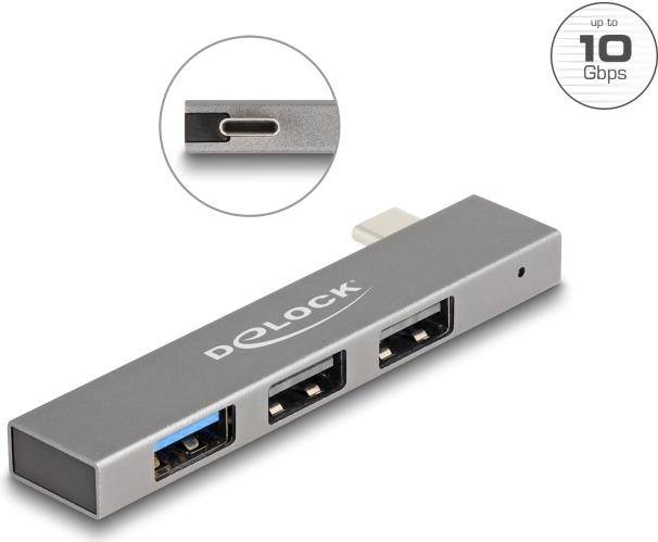 Delock Hub - slim, 10 Gbps, with USB Type-C