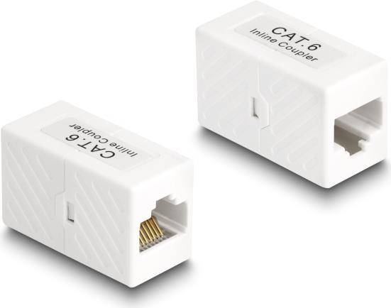Delock Adapter RJ45 Buchse zu RJ45 Buchse Cat.6 UTP weiß