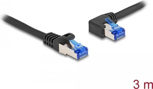 Delock RJ45 Netzwerkkabel Cat.6A S/FTP gerade / links gewinkelt 3 m schwarz