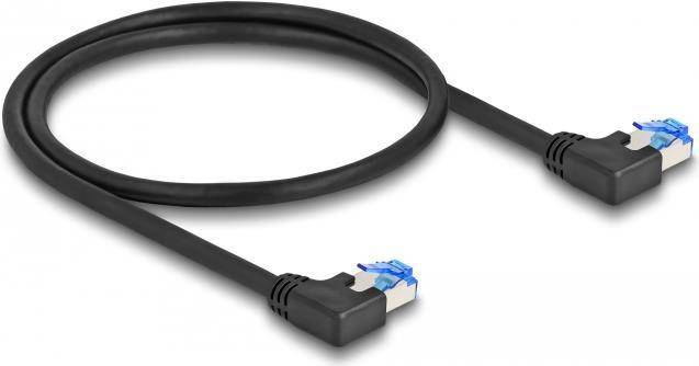 Delock RJ45 Netzwerkkabel Cat.6A S/FTP links gewinkelt 0,5 m schwarz