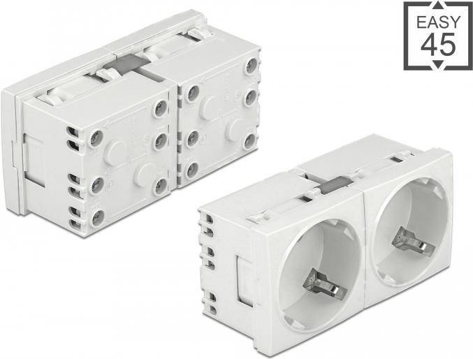 Delock Easy 45 - Steckdose - 2P - Typ F - mit Verschluss - 2 Steckdosen - 16 A -