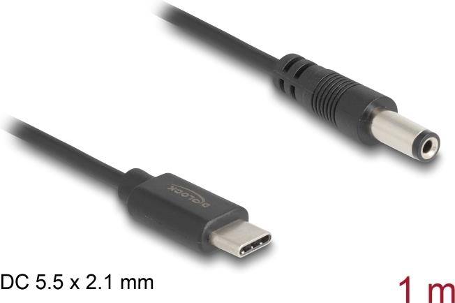 Delock USB Type-C Stromkabel zu DC 5.5 x 2.1 mm Stecker 1 m