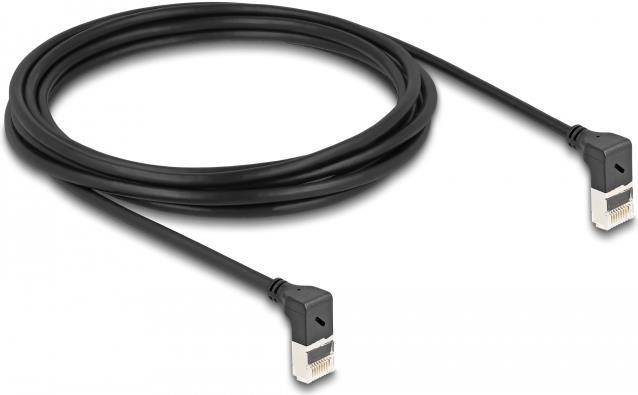 Delock 3 m Cat6a S/FTP S-STP RJ-45 Network Cable Cat.6A Slim 90° downwards / angled 3 m black