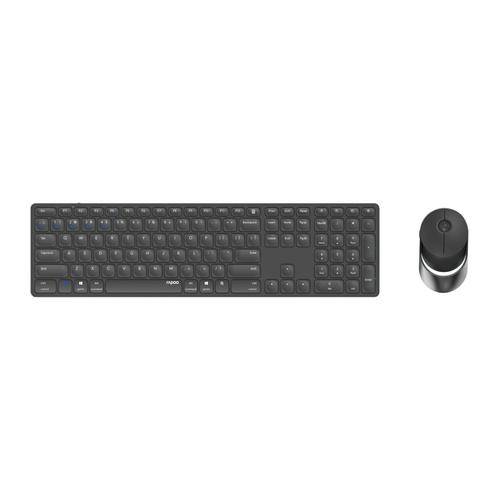 Rapoo - 215389 Kabelloses Multi-Mode-Deskset 9850M, Dunkelgrau, QWERTZ