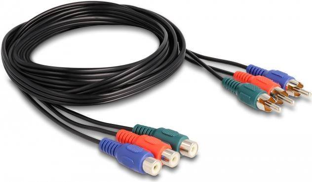 Delock Cinch RGB Verlängerungskabel 3 x Stecker zu 3 x Buchse 1 m