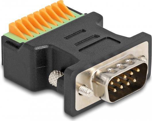 Delock D-Sub 9 Stecker zu Terminalblock Adapter mit Drucktaster