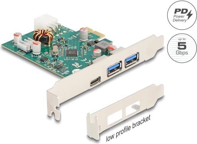 DELOCK PCI Express x1 Karte zu 1 x extern USB Type-C BU 30 W