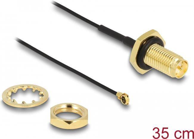 Delock Antennenkabel RP-SMA Buchse zum Einbau zu MHF® I Stecker 1.13 35 cm Gewin