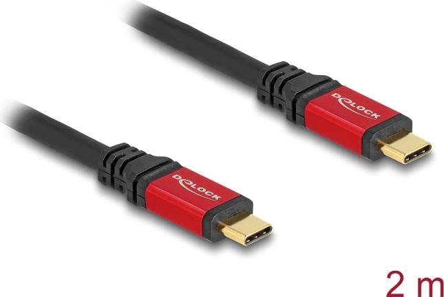 Delock USB 2.0 Kabel Type-C Stecker zu PD 3.0 100 W E-Marker 2 m rot - 2 m - Rot