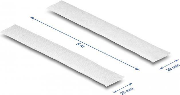 Delock Strapazierfähiges Klettband mit Haft- und Flauschband L 5 m x B 20 mm wei