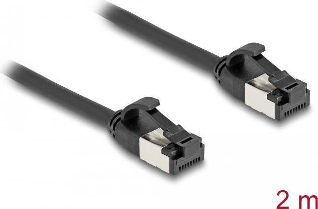 Delock RJ45 Kabel Stecker zu Stecker Cat.8.1 flexibel 2 m schwarz