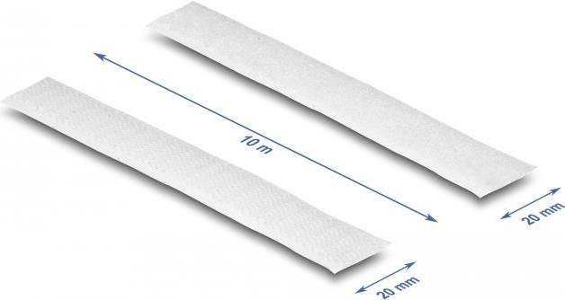 20920 - Strapazierfähiges Klettband mit Haft- und Flauschband L 10m x B 20mm weiß