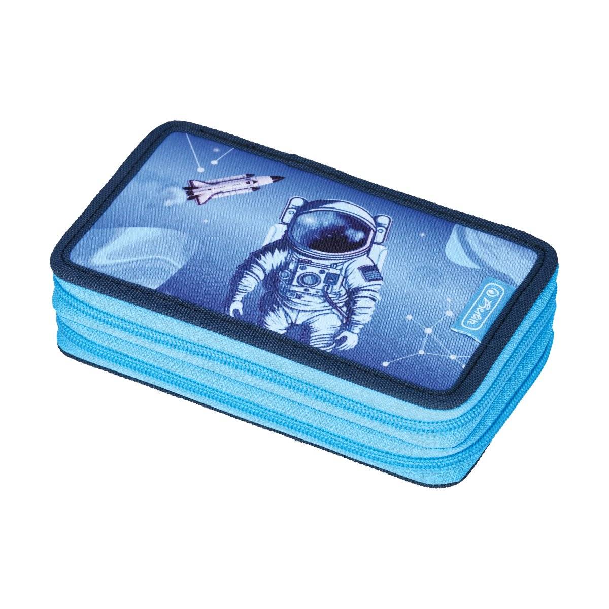 Herlitz Doppeletui 23 teilig Cosmic Explorer, 23 Stück(e), Blau, Dunkelblau, Polyester, Abbildung, 193 mm, 50 mm