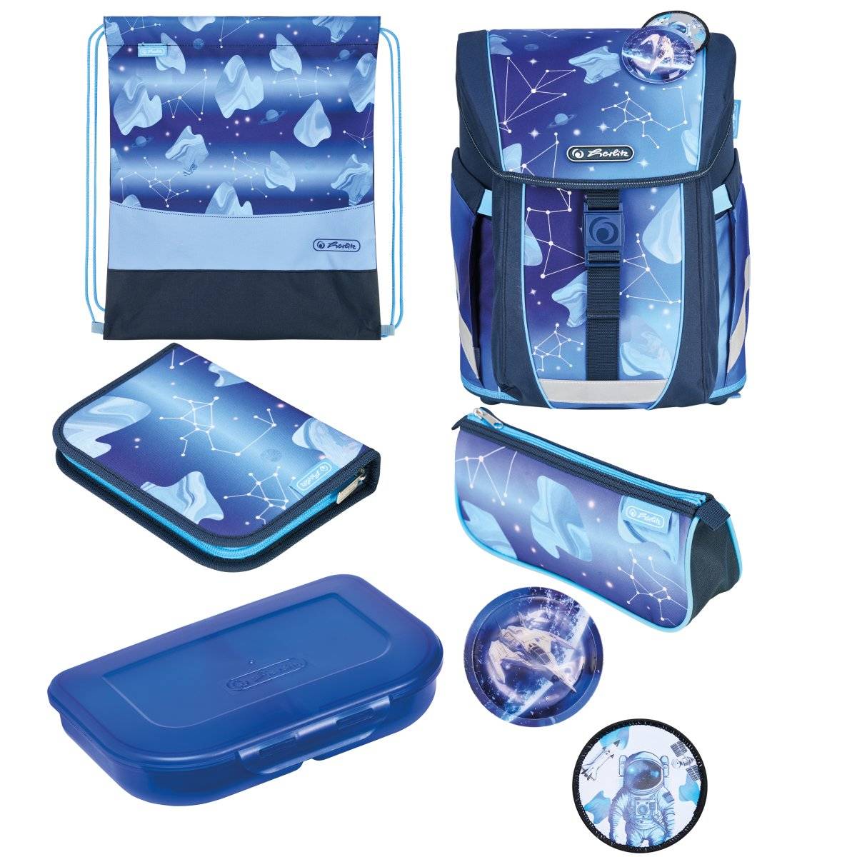 Herlitz FiloActive XL Plus Cosmic Schulranzen-Set Junge Polyester Blau, Dunkelblau