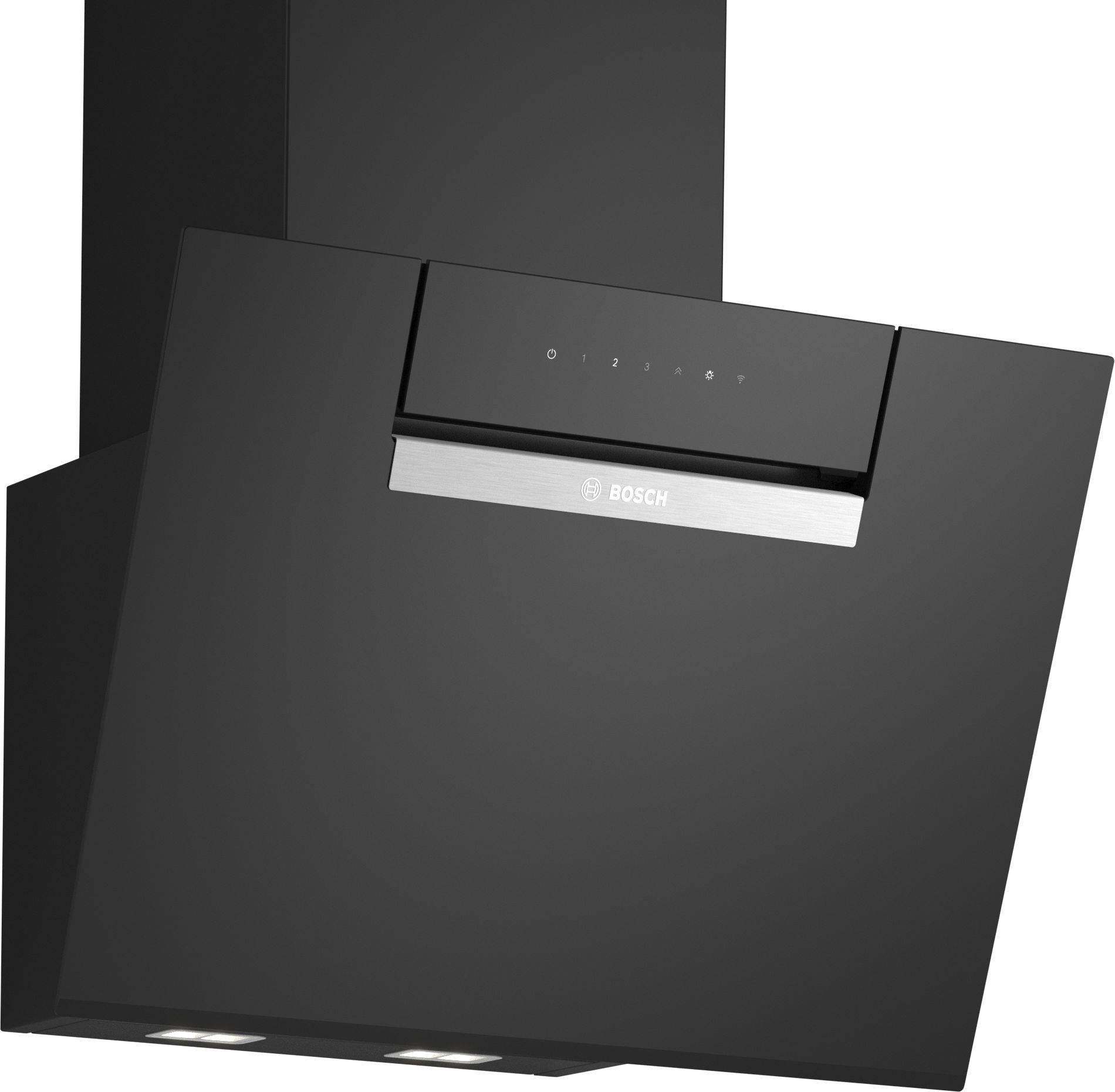 Bosch Dunstabzugshaube DWK67FN60 | Wandesse Schrägdesign 60 cm | Home Connect | EcoSilenceDrive | LED | Glas schwarz