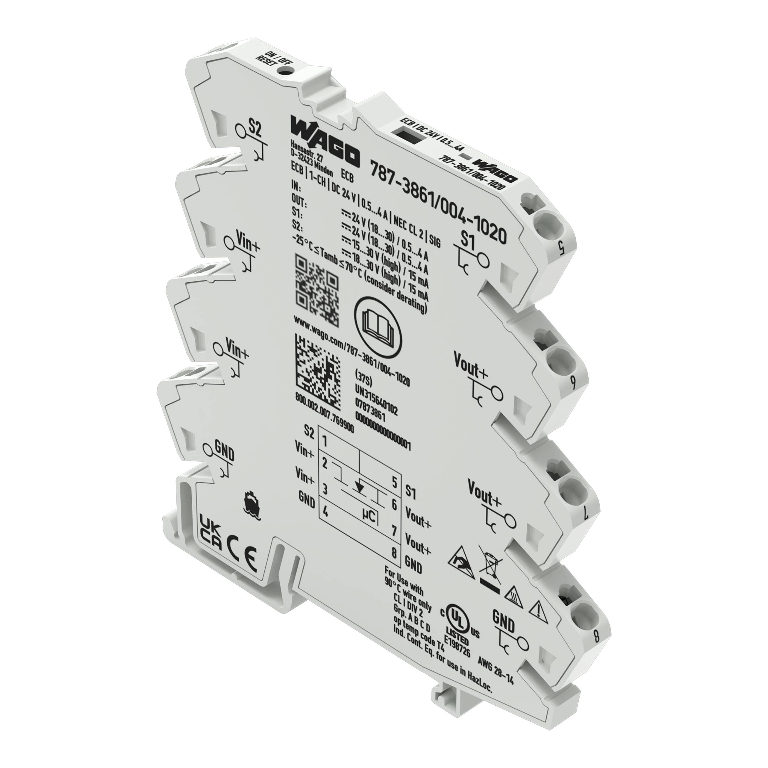 WAGO - Elektronischer787-3861/004-1020Schutzschalter 1-kanalig