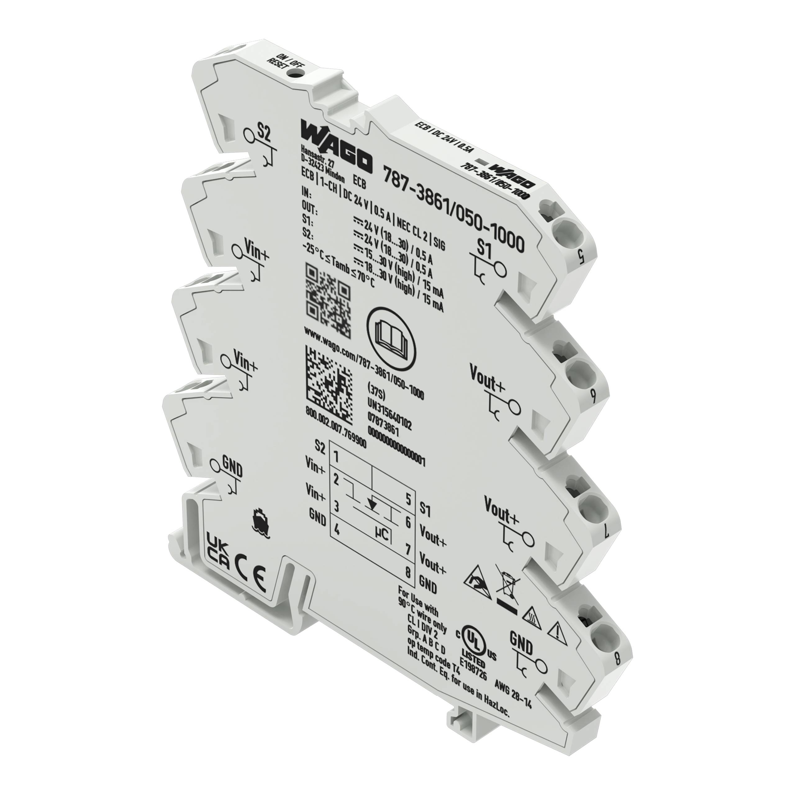 WAGO GmbH & Co. KG Elektron. Schutzschalter 1-kanalig, DC 24 V 787-3861/050-1000