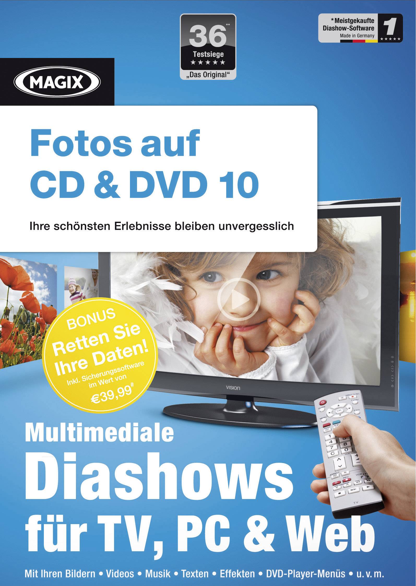 Magix Fotos auf CD & DVD 10 Vollversion, 1 Lizenz Windows Bildbearbeitung