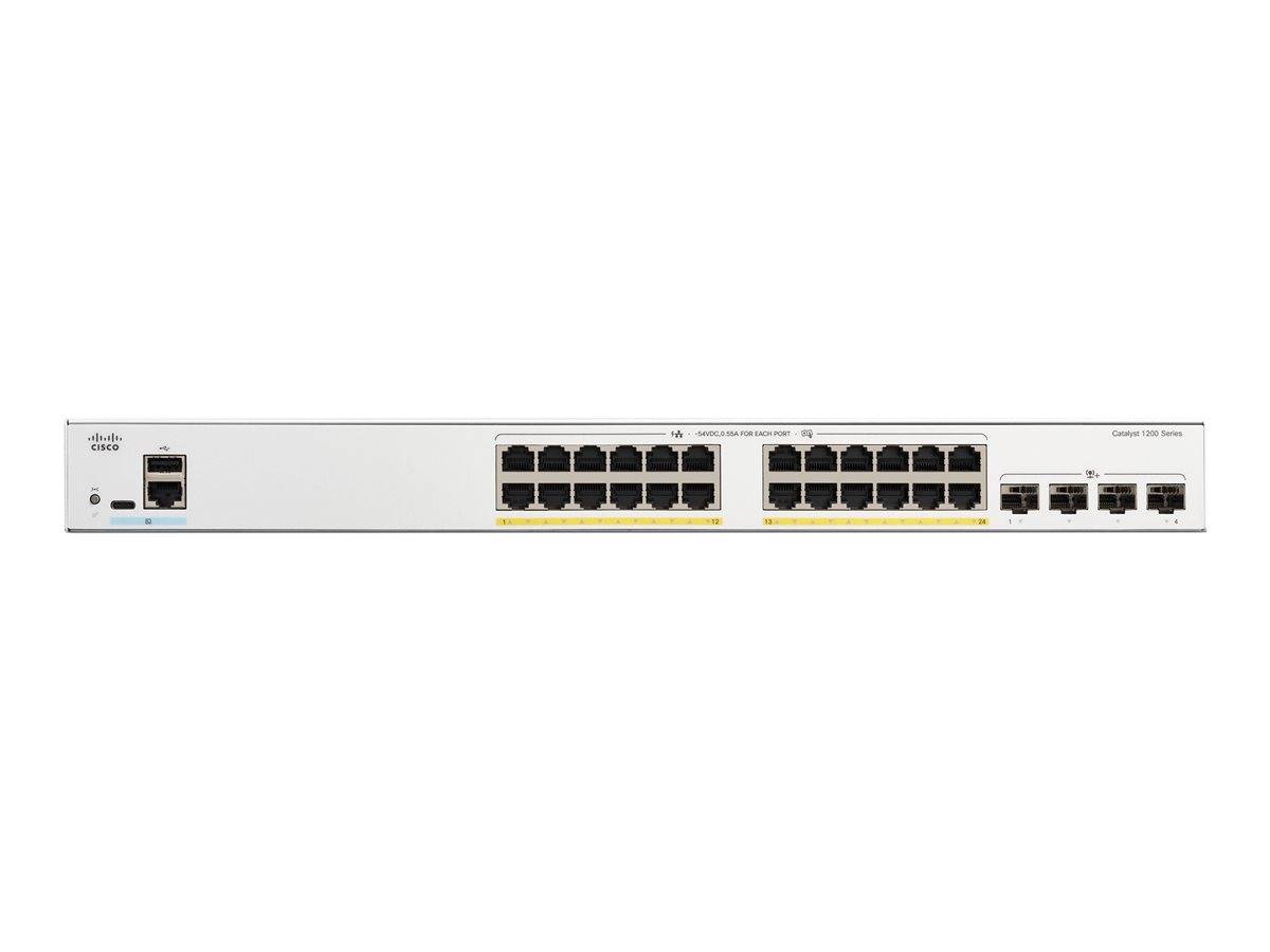 Cisco Catalyst 1200-24FP-4X - Switch - L3 - Smart - 24 x 10/100/1000 (PoE+) - +