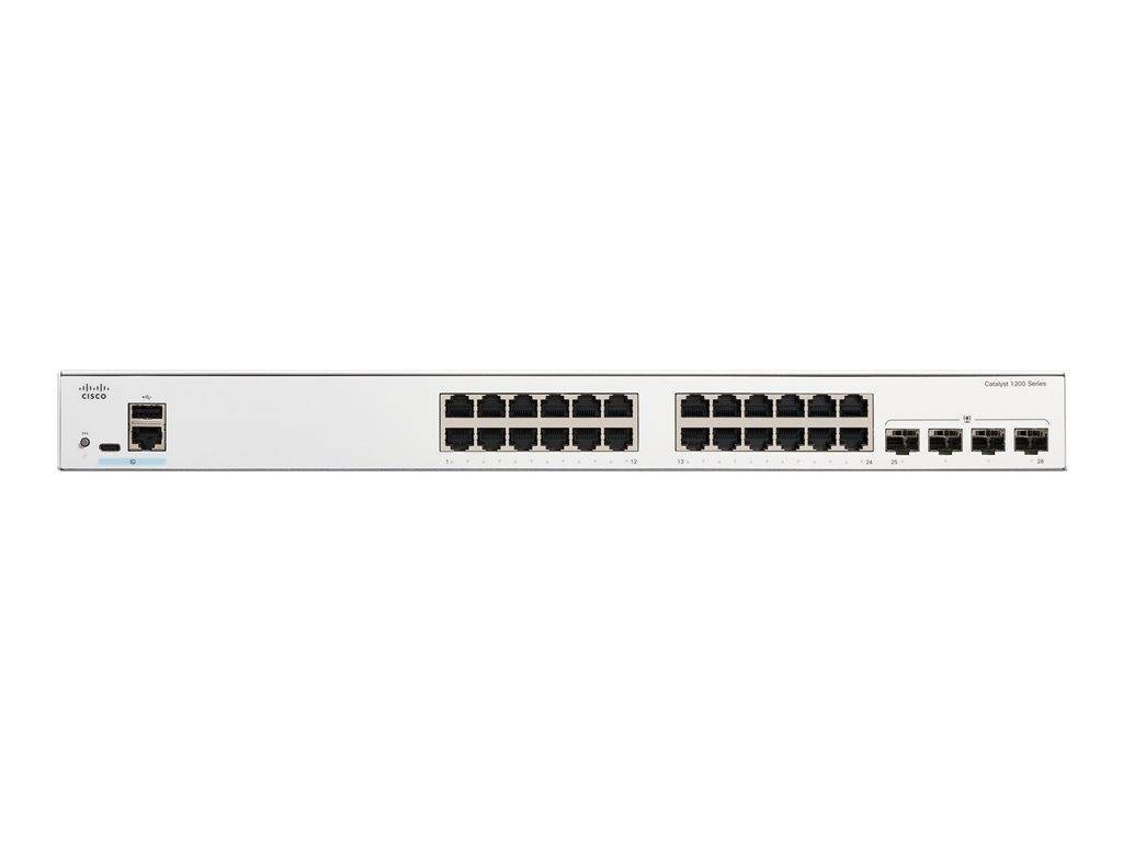 Cisco Catalyst 1200-24T-4G - Switch - L3 - Smart - 24 x 10/100/1000 + 4 x Gigabi