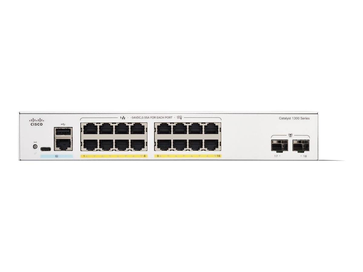 Cisco Catalyst 1300-16P-2G - Switch - L3 - managed - 16 x 10/100/1000 (PoE+)