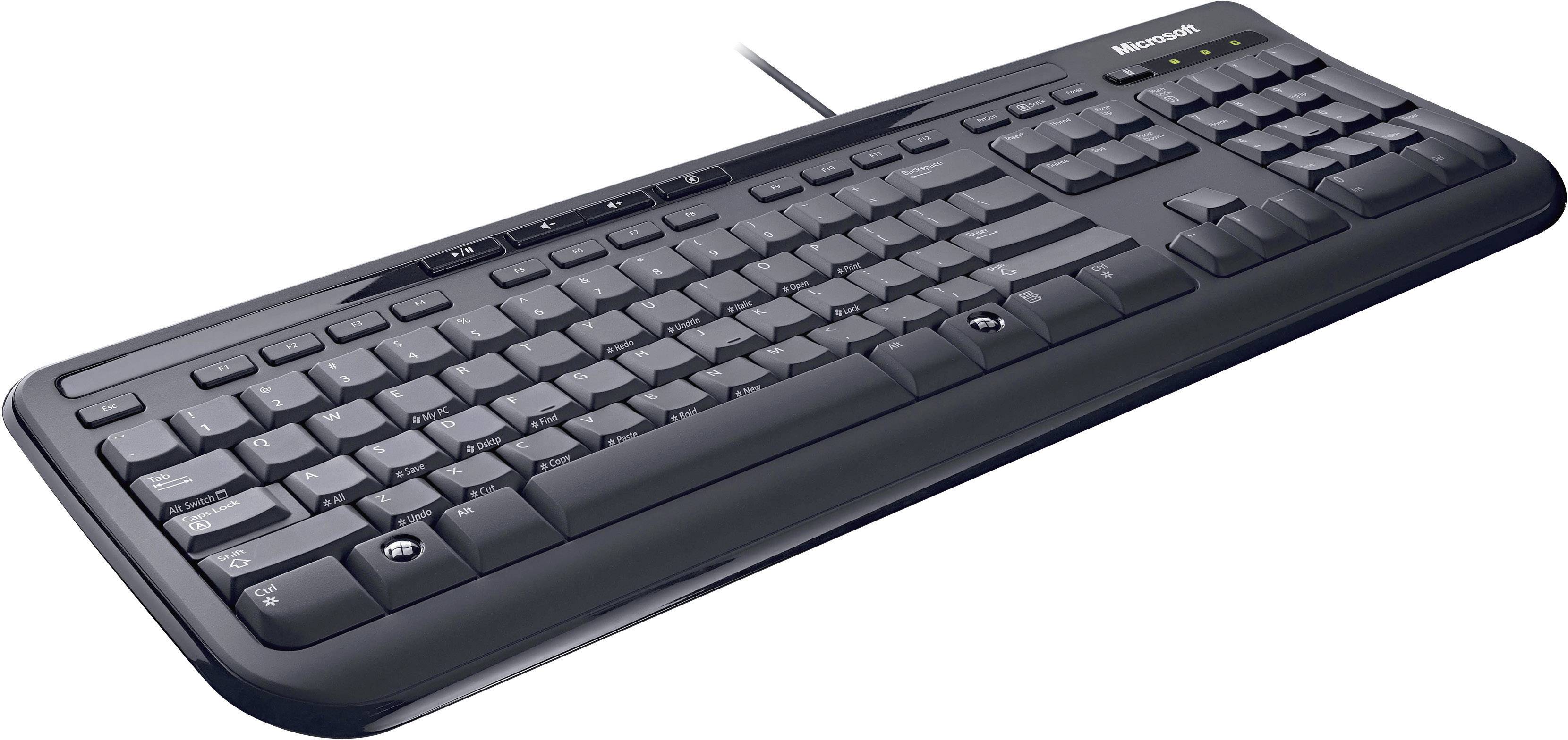 Microsoft WIRED DESKTOP 600 USB Tastatur, Maus-Set Spritzwassergeschützt Deutsch, QWERTZ Schwarz