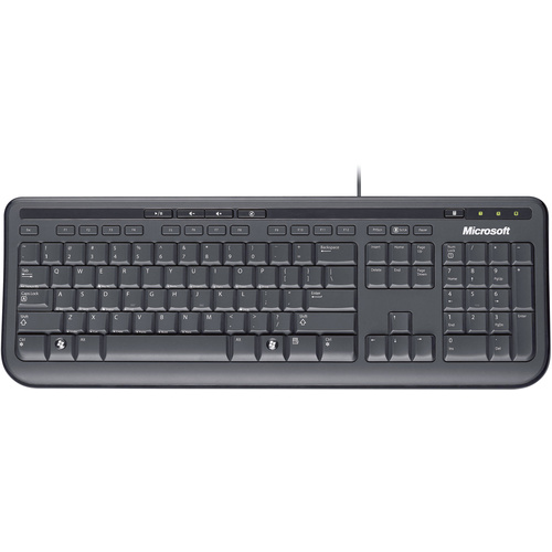 Microsoft WIRED KEYBOARD 600 USB Tastatur Deutsch, QWERTZ, Windows® Schwarz Spritzwassergeschützt