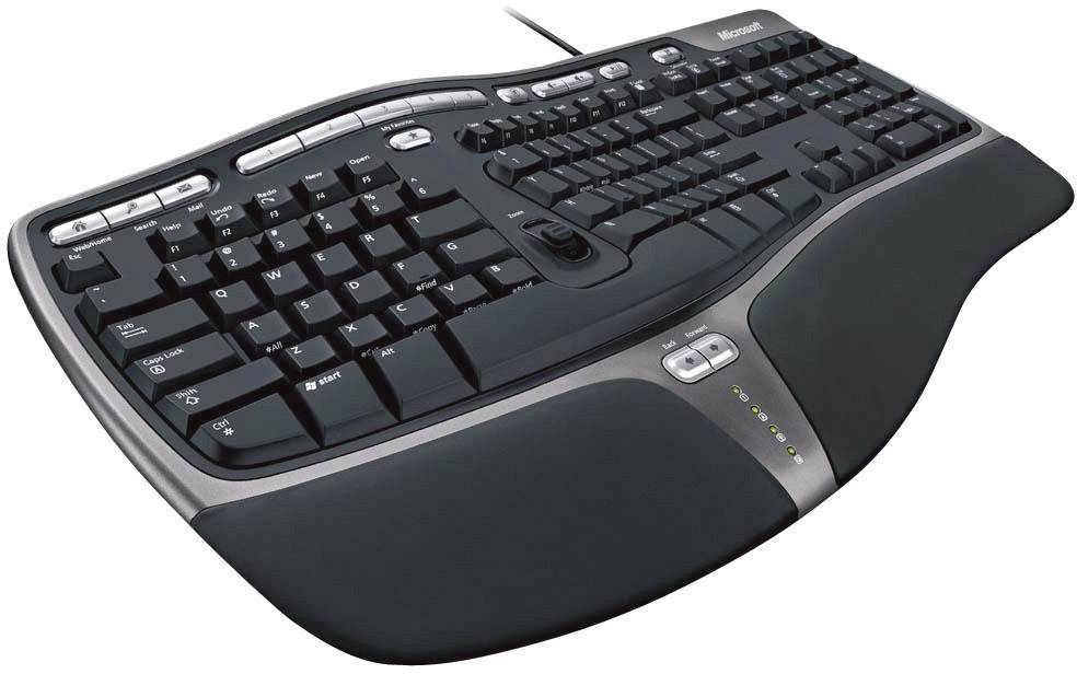 Microsoft Natural Ergonomic 4000 B2B USB Tastatur Deutsch, QWERTZ, Windows® Schwarz Ergonomisch, Integriertes Scrollrad