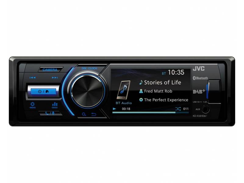 JVC KD-X561DBT, Schwarz, Blau, 1 DIN, 180 W, 16 W, AAC, FLAC, MP3, WMA, BMP, JPEG, PNG