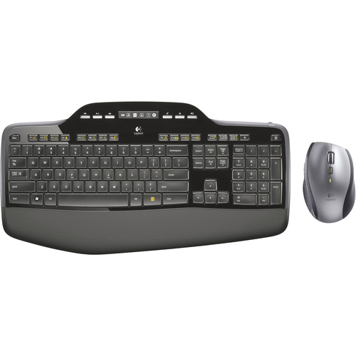 Logitech MK710 Wireless Desktop Funk Tastatur, Maus-Set Spritzwassergeschützt, Display Deutsch, QWERTZ Schwarz