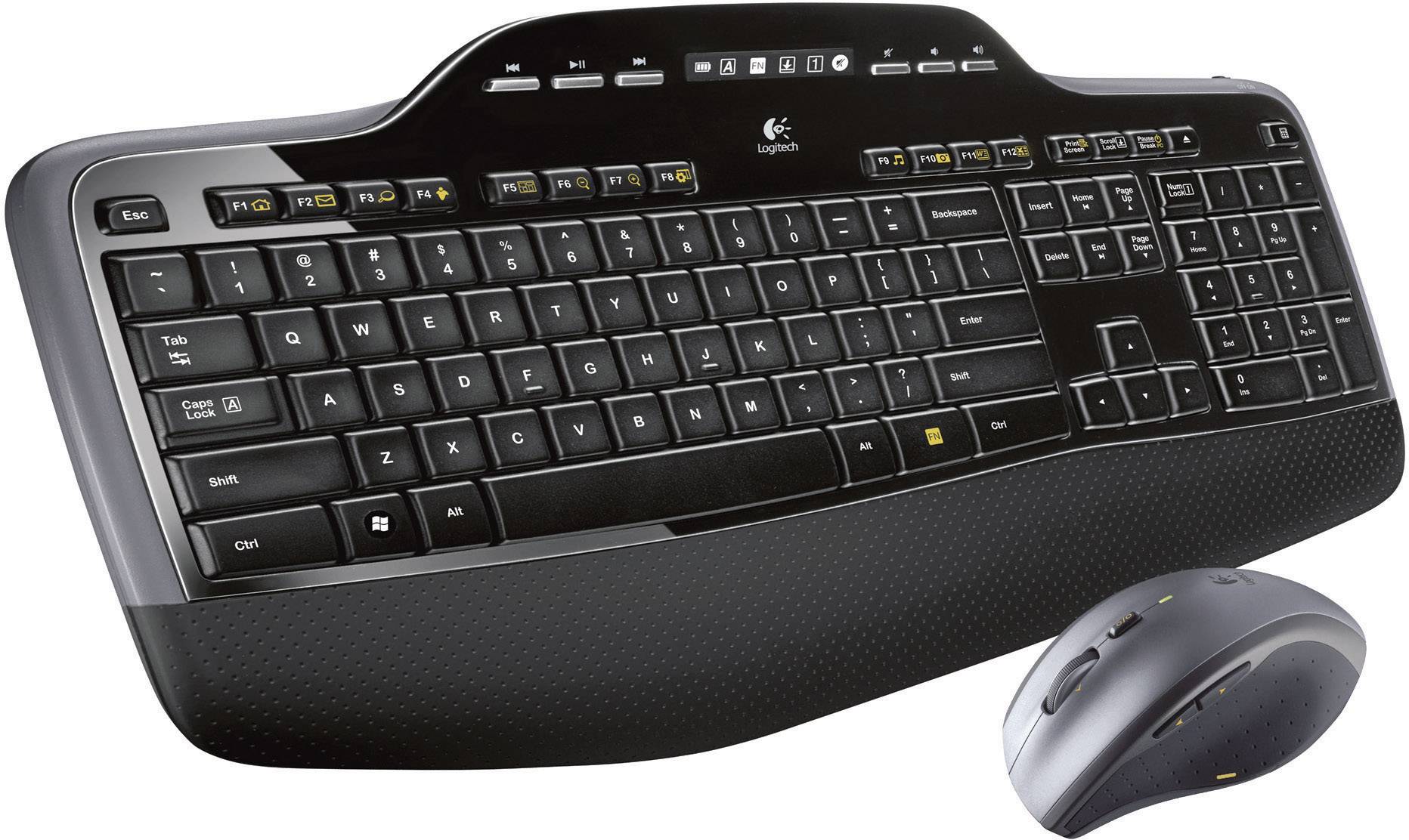 Logitech MK710 Wireless Desktop Funk Tastatur, Maus-Set Spritzwassergeschützt, Display Deutsch, QWERTZ Schwarz