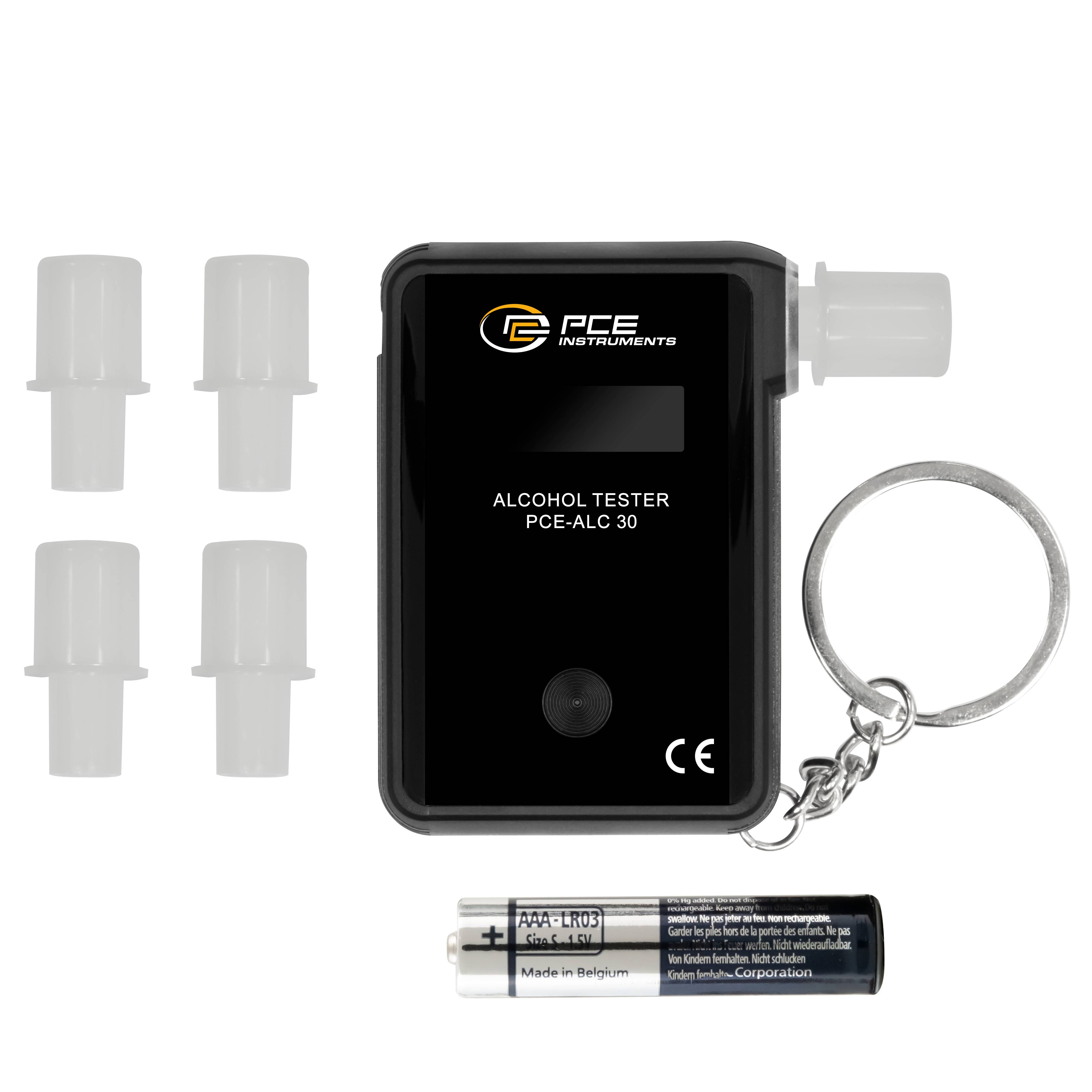 PCE Instruments Alkoholtester PCE-ALC 30 Alarm einstellbar |schnell < 5s |Messbereich 0..4 g/l|mg/l, g/l, % BAC, ‰ BAC