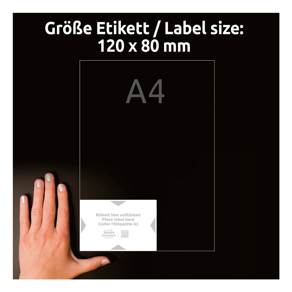 Avery-Zweckform 8001-5 Träger-Etiketten 120 x 80 mm Polypropylen Weiß, Hellgrau 20 St. Permanent haftend