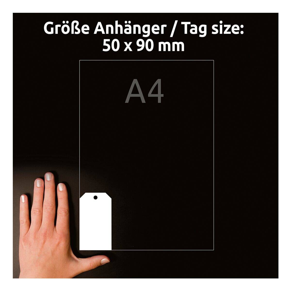 Avery-Zweckform T2002-10 Anhänger-Etiketten 90 x 50mm Karton Ultra-Weiß 100 St. Nicht klebend Farblaserdrucker, Laserdrucker