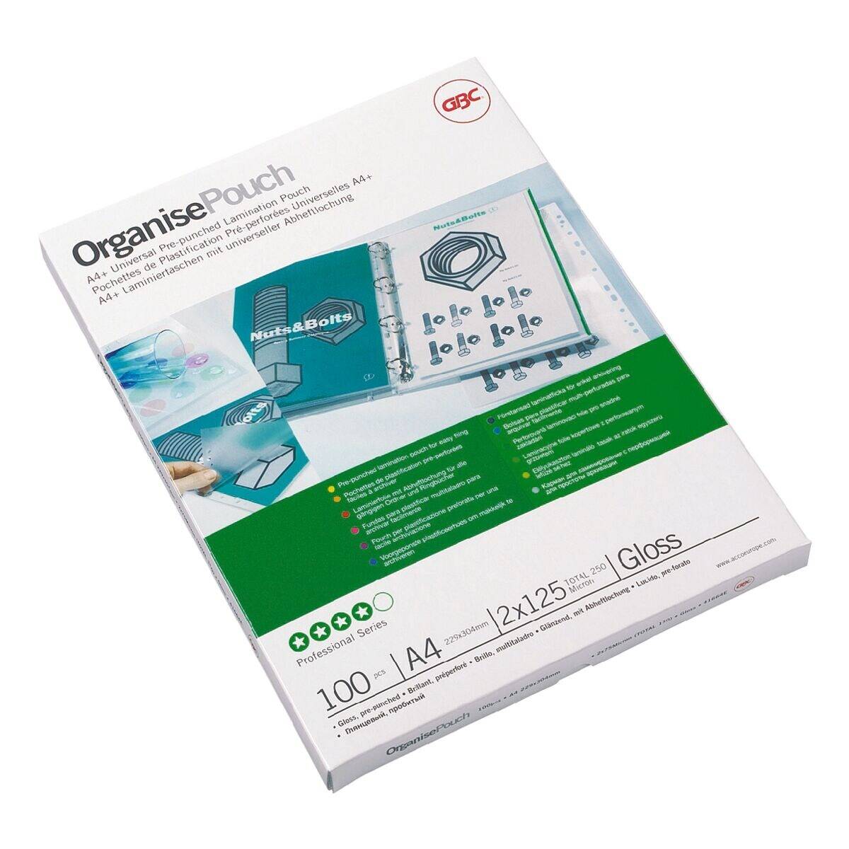 GBC Folientasche OrganisePouch 3743156 A4+ 125mic 100 St./Pack.